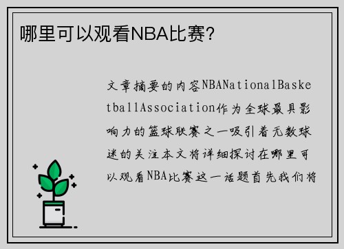 哪里可以观看NBA比赛？